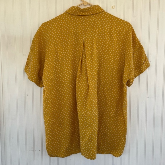Duluth Trading Company Mustard Yellow Tencel Drop Shoulder Printed Shirt LARGE - Picture 3 of 7